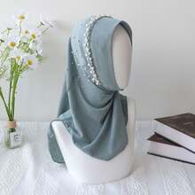 1pc Muslim Girls/Children Headscarf Shawl, Easy To Wear, Suitable For Outdoor Activities And Daily Use - Pearl Scarf - View 12