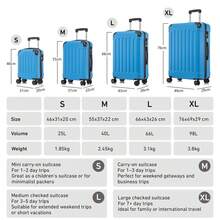 YONSLY 4-Piece Wheeled Suitcase Set With 360° Wheels, Combination Lock, Robust Double Zipper, Mesh Pocket, Soft Rubber Handle, 16/20/24/28 Inch Trolley Suitcase, Hard Shell Carry-On Luggage Set (4-Piece Set, S, M, L & XL) - 藍色 - 查看 2