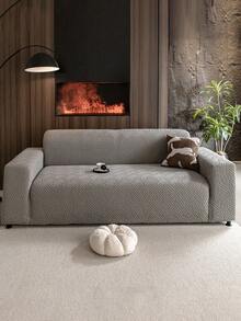 1pc Qinglin Sofa Cover, Versatile Full Coverage Sofa Slipcover For All Seasons, Non-Pilling, Removable And Machine Washable, Dust-Proof, Anti-Slip Sofa Cushion Cover - Dark Grey - View 3