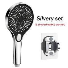 13厘米高压三功能柔和喷淋花洒套装，易于安装，带防堵塞硅胶喷嘴，仅适用于淋浴（1个花洒+1个支架） - 1 showerhead+1 bracket - 查看 12