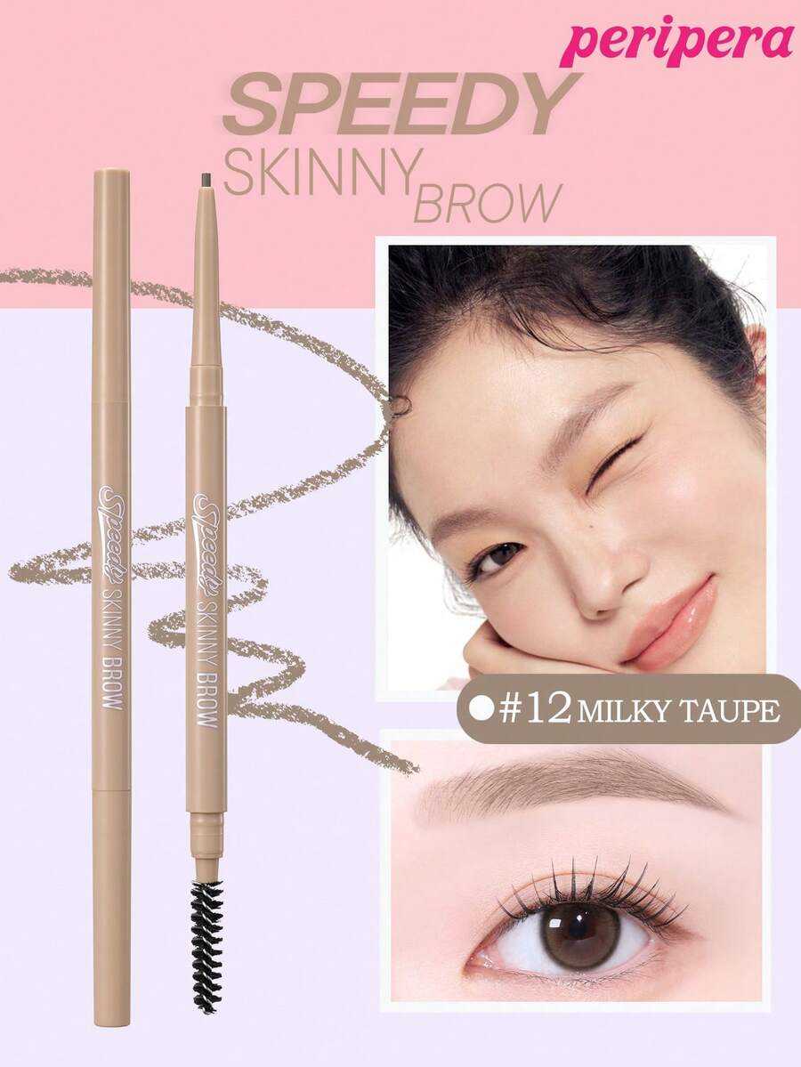 Peripera K-Beauty 雙頭眉筆,質地柔軟自然,細筆尖,可修飾、勾勒並填滿眉毛,內建眉刷,持久防水防汗 - #12 Milky Taupe - 查看 1