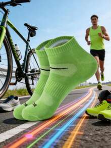 1双男士吸湿排汗透气骑行、跑步、运动休闲短袜，防滑 - 彩色 - 查看 6