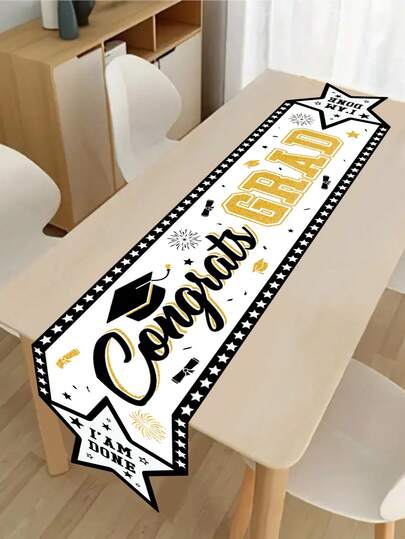 1条毕业主题桌旗，35*180厘米桌旗，祝贺毕业桌旗，2026毕业派对用品，毕业派对装饰，毕业庆祝装饰，毕业礼物，毕业季桌旗，适用于家庭、厨房、餐桌、桌面装饰