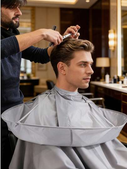 Foldable Lightweight Adult Hair Cutting Cape, Waterproof 3D Umbrella Hairdressing Cape, Anti Hair Debris Reusable Barber Gown With Compact Storage Design, Easy To Clean & Quick Dry For Multi-Scenario Use. Suitable For Apartment DIY Hair Coloring, Dorm Room Haircut, Travel Hair Care, Home Salon, Professional Barber Shop & Even Pet Grooming