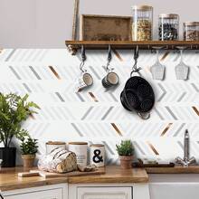 Autocollants muraux en mosaïque, imperméables, résistants à l'humidité et à la chaleur, amovibles. Décoration murale DIY convenant à la salle de bain, la cuisine, le salon, la chambre, les armoires, les plans de travail, la décoration d'intérieur - Gris doré luxueux - Voir 9