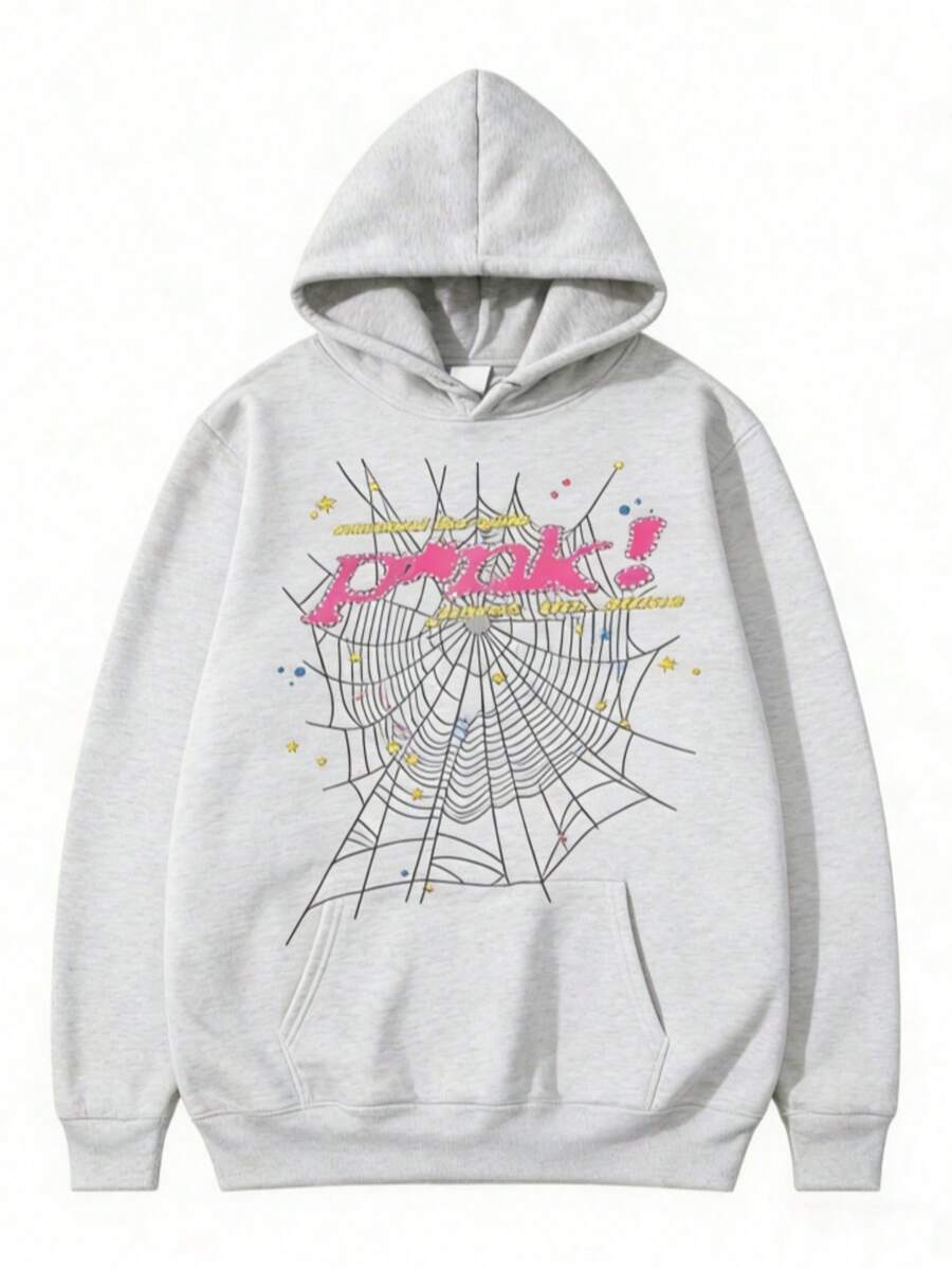 2026NEW Hip Hop Spider Hoodies Set Y2k Hoodie ,Tracksuit Pullover Sweatshirt And Trousers For Men Or Women Matching Hoodies For Couples Casual UnisexLoose And-Unisex Comfortable Vintage Street Style Loose-Fit Washed T-Shirt - Xám - Xem 1