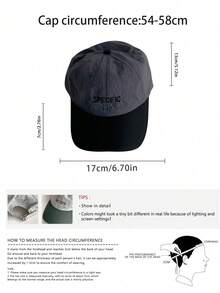 1pc Quick-Dry Color-Block Baseball Cap With Letter Embroidery, Minimalist Contrast Color Soft Crown Duck Bill Cap, Lightweight Breathable Thin Summer Hat, Couple Versatile Outdoor Sports Spring Trip Student Sun Protection Casual Cap For Men - SPECIFIC Splicing - View 3