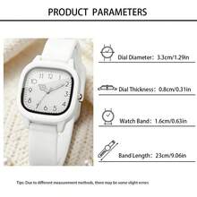 3pcs Fashionable, Simple And Versatile Women's Quartz Watch, Round Dial, Casual And Versatile, Paired With Diamond Studded Heart-Shaped Jewelry Bracelet Set, Suitable For Holidays And Daily Wear - White - View 4