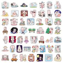 51pcs Colorful Painted Original Cute Pink Rabbit Cartoon Animal Decorative Stickers For Phone Case, Notebook Scrapbook Supplies Stationery Funny Stickers - 51 Original Photos Of a Pink Bunny's Daily Life. - View 4