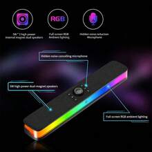 HP RGB 蓝牙音箱，配备双 5W 低音炮、节奏灯光效果、沉浸式游戏桌面氛围、蓝牙 5.3 和超长电池续航时间 - 查看 4