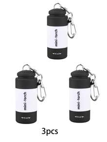 3个迷你钥匙扣LED手电筒，便携式可充电多功能户外手电筒，带夹子，适用于徒步、露营、钓鱼、跑步和应急照明，露营配件 - 彩色 - 查看 17