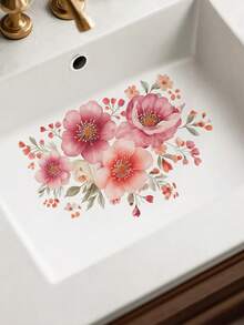 【自粘墙纸】透明全覆盖自粘墙纸 - 可移除PVC乙烯基材质，光面，不对称花卉图案（7.8英寸 x 11.4英寸）- 1片装，适用于墙面 - 1PC - 查看 8