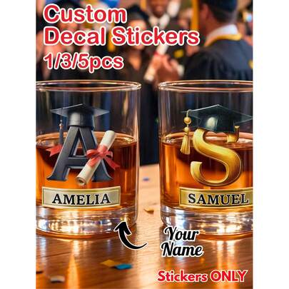 Customized Graduation Glass Vinyl Name Stickers, Personalized Calligraphy Stickers, Personalized Graduation Decorations, Class Of 2026, Gift Box Name Stickers, Name Stickers, Text Stickers, Phrase Stickers, Champagne Glass Customized Name Stickers, Gift Box Stickers, Vinyl Name Stickers, Holiday Calendar, Graduation Party Favors, Graduation Party Decorations, Grad Party Favors, Mother's Day, Father's Day, Ideal Gifts For Her,Girlfriend,Her,Boyfriend,Friends