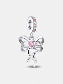 1pc 925 Sterling Silver Christmas Bow Pendant Charm, Suitable For Women Jewelry DIY Bracelet - Gather - View 14