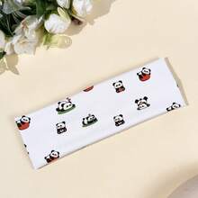 1pc Fashion White Pattern Headband, New Cherry Bow Print Headband, Panda Cartoon Headband, Sweet Cute Girl Headband, Versatile Absorbent Yoga Hair Band - Multicolor - View 8