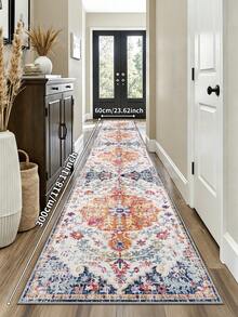 1pc Beige Area Rug, Bohemian Style, Washable Non-Slip Faux Wool, 1160g/㎡, Suitable For Living Room, Bedroom, Kitchen, Office, Entryway - Beige - View 9