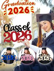 2026 Graduation Class Wooden Decor - 2026 Graduate Photo Booth Props And Party Decorations (Red, Blue, Pink, Natural Wood) - Multicolor - View 5