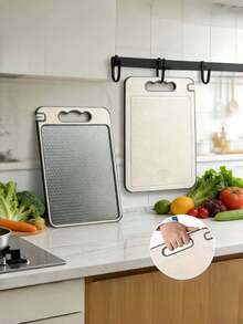 Stainless Steel Cutting Board, Kitchen Chopping Board, Hanging Chopping Board, Non-Slip Diamond Pattern Design, Anti-Scratch Grid Design, Juice Groove, Stainless Steel And PP Material, Mother's Day Gift, Ideal Gift - Black - View 6