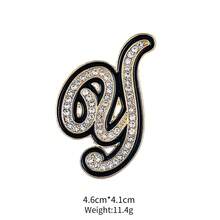 1pc Cute Zinc Alloy Rhinestone & Enamel 26 English Letter Brooch, Suitable For Women's Daily Wear - Gold and Black - View 31