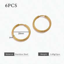 6pcs 304 Stainless Steel 18K Gold-Plated Multi-Size Round Ear Cuff Earrings DIY Charm Jewelry Earring Making Accessories Women's Stainless Steel Jewellery Earring Components - Earrings - View 23