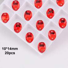 红色玻璃水晶，各种形状，闪亮手工缝制水晶水钻装饰珠，平底穿孔宝石，DIY配件，缝制宝石，水钻，用于装饰衣服、连衣裙、包包、鞋子、胸针、耳环、手工艺品 - 彩色 - 查看 27