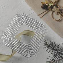 1pc Creative Multi-Layer Asymmetrical Square Metal Cutting Mold, Suitable For Wedding Frame Background, DIY Scrapbooking Metal Craft Die Cutting, Greeting Cards, Postcards, Bookmarks, Envelopes, Embossing, Photo Albums - A - View 9