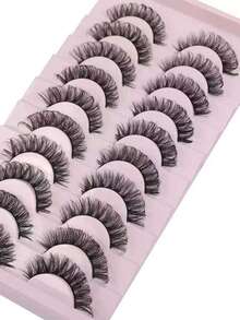 10 Pairs Criss-Cross False Eyelashes, Suitable For Daily Wear - Black - View 6