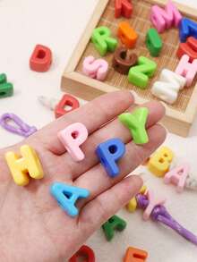 20pcs Multicolor Large Hole Acrylic Letter Beads, Handmade Decorative Letter Spacer Beads For Necklace Accessories, DIY Jewelry, Phone Chain, Jewelry Making, Beading Supplies - DIY - View 7