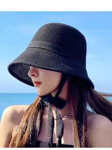 Foldable Summer Sun Hat For Women, Fashionable Face-Shielding Straw Woven Bucket Hat, Youthful & Slimming Look, 20% Repurchase Rate - A - View 2