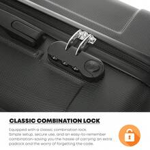 YONSLY 4-Piece Wheeled Suitcase Set With 360° Wheels, Combination Lock, Robust Double Zipper, Mesh Pocket, Soft Rubber Handle, 16/20/24/28 Inch Trolley Suitcase, Hard Shell Carry-On Luggage Set (4-Piece Set, S, M, L & XL) - 黑色 - 查看 3