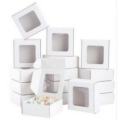 30 pièces Boîtes à savon, convenant pour l'emballage fait maison, mini boîtes cadeaux en papier kraft avec fenêtre, adaptées pour la cuisson, les bonbons, la fabrication de savon et l'emballage cadeau