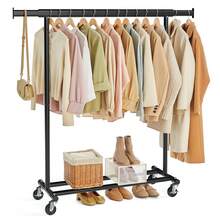 SONGMICS Perchero con Ruedas, Burro Ropa, Barra Extensible, Carga de 100 kg, 45 x (92-132) x 161,5 cm, Fácil Montaje, Negro - A - Ver 7