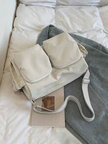 春季新款尼龙包，大容量通勤斜挎包，多口袋单肩包 - 彩色 - 查看 9