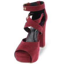 MODARPE Women's Platform Sandal With High Chunky Heel M21 - Redwood - View 4