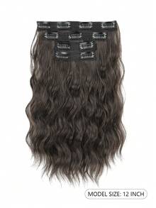 Curly Clip In Hair Extensions, 4PCS 12 Inch Wavy Hair Extensions Clip Ins - Lace Weft Soft Natural Hairpieces For Women - Multicolor - View 6