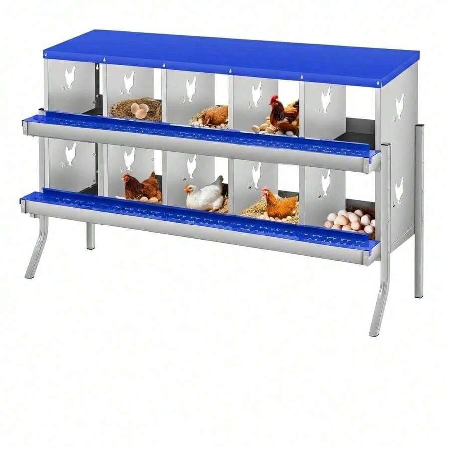 Egg Handling Supplies - Blue 10-compartment Booth - With Support Frame - View 1