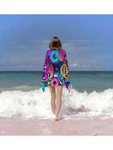 1 Peça Toalha de Praia de Fibra Ultra-Fina, Toalha de Natação Super Absorvente e de Secagem Rápida, Manta de Praia Leve e Macia, Adequada para Praia, Natação, Camping ao Ar Livre, Viagem, Essencial Ideal para Praia, Toalha de Piscina - D - Visão 3