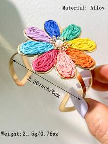 1件轻盈镂空花卉开口手镯，玫瑰粉色多元素串珠设计，适合女性日常佩戴，是送给女友和母亲的理想珠宝礼物。 - 多色D - 查看 14