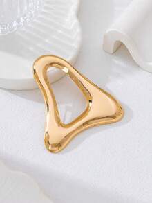 1pc Casual Geometric Pattern Exaggerated Minimalist Brooch For Women, Suitable For Daily Commute, Gift, Street Style And Travel - Golden - View 2
