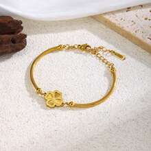 1件装时尚激光切割花朵弯曲钛钢手链，独特设计，优雅女士礼物 - 四鐳射花朵彎管手鍊 - 查看 6