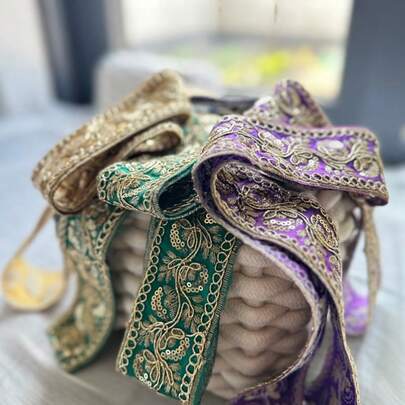 1 cuộn, 1,36m, ren jacquard thêu hoa, ruy băng ren trang trí cho quần áo nữ, mũ đội đầu tự làm, cổ áo, trang trí rèm cửa, vật liệu may vá thủ công.