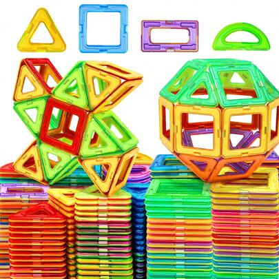 New Magnetic Building Blocks Big Size STEM Toys Learning Educational Constructor Set Magnet Toys For Children Toys For Kids Age 3+ Birthday Gifts, Random Colors