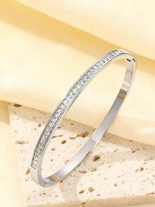 5件套简约优雅奢华闪亮星形手镯，高端钛钢手镯，女士款 - 銀色 - 查看 2