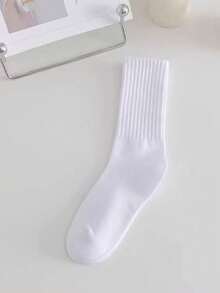 1/5 双装 女士船袜，加厚运动袜，复古中筒袜，罗纹中筒袜 - 彩色 - 查看 10