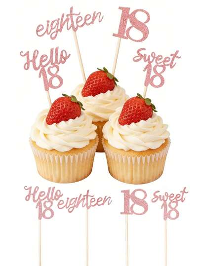18th Birthday Cupcake Decorations, 18th Birthday Cake Decorations, Hello 18 Cupcake Toppers, 18th Birthday Cake Decorations, Christmas, Happy 18th Birthday Cupcake Toppers, 18th Congratulations Cupcake Decorations, 18th Birthday Anniversary Party Decorations, Rose Gold Glitter, 18th Adult Birthday Party Supplies
