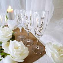 Custom Text Stickers, Wedding DIY Vinyl Stickers, Stickers, Custom Names, Bridesmaid Gifts, Champagne Glasses, Wine Glasses - Multicolor - View 6