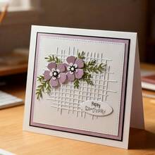 1pc Creative Grid & Flower Metal Cutting Dies, Suitable For Scrapbooking, Embossing Templates, And Handmade Greeting/Gift Cards - A - View 3