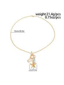 1pc Bohemian Style Shell & Starfish Pendant Tassel Sexy Bikini Body Chain, Women Summer Beach Holiday Body Jewelry - Golden - View 7