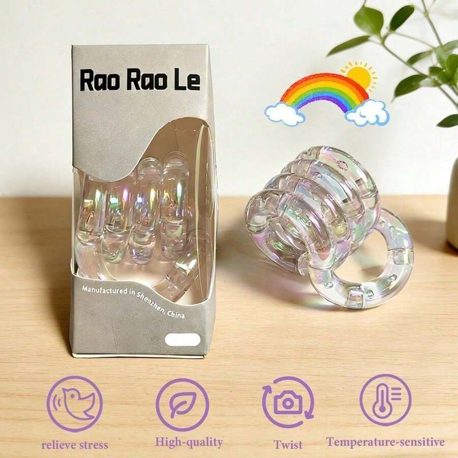 Fidget Toys Pack Fidget Twist Toys Stocking Stuffers Easter Gifts For Men Women Party Favors Autism Autistic Adults Stress Relief Sensory Toy ADHD Toys - 彩色透明水晶(附盒子) - 查看 1