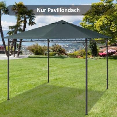 Pavillondach 3x3m Ersatzdach Für Pavillonabdeckung, Sonnenschutz Aus Polyester, Dunkelgrau Für Garten & Terrasse